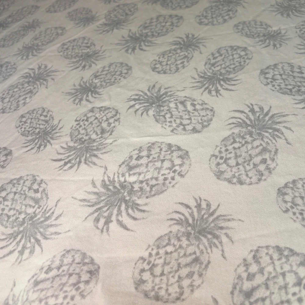 Tommy Bahama Home Pineapple Shower Curtain Gray White Tropical Cotton 70x66.5